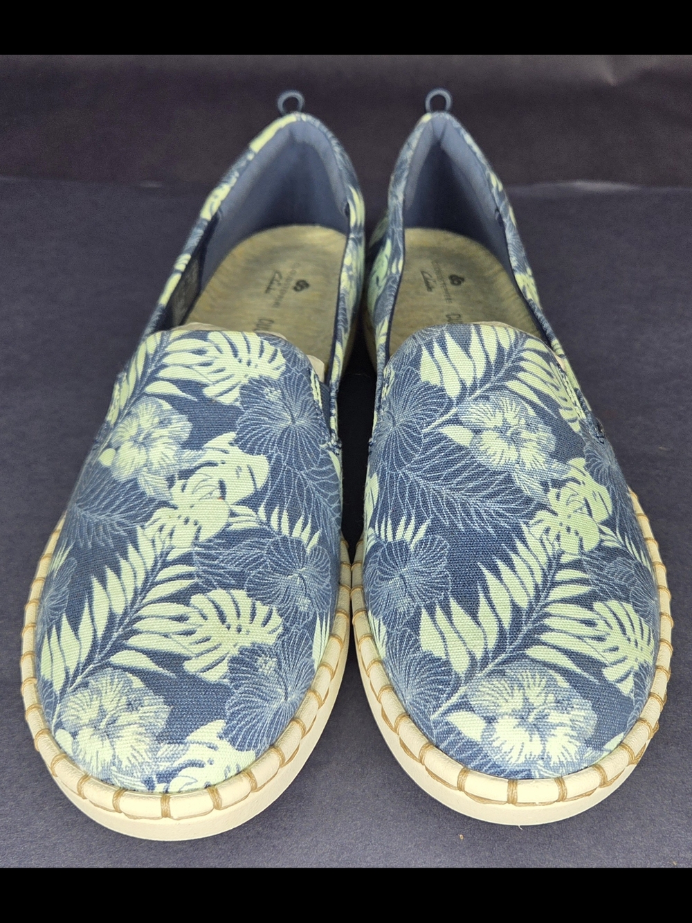 Cloudsteppers by Clarks Navy Floral Canvas Slip-On Loafers